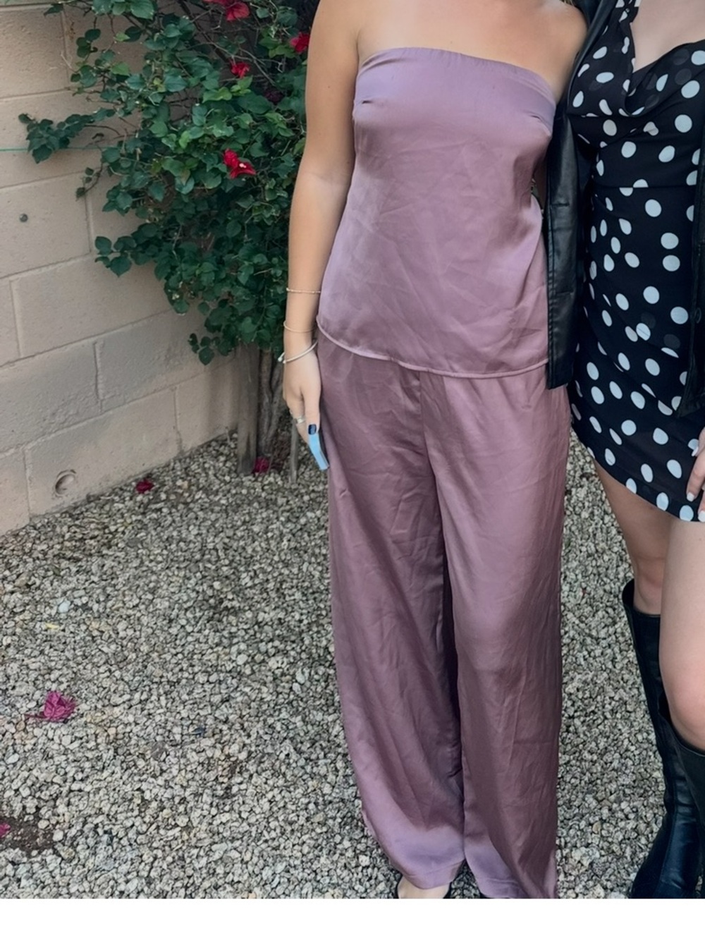 Strapless Satin Wide-Leg Jumpsuit - Mauve backless